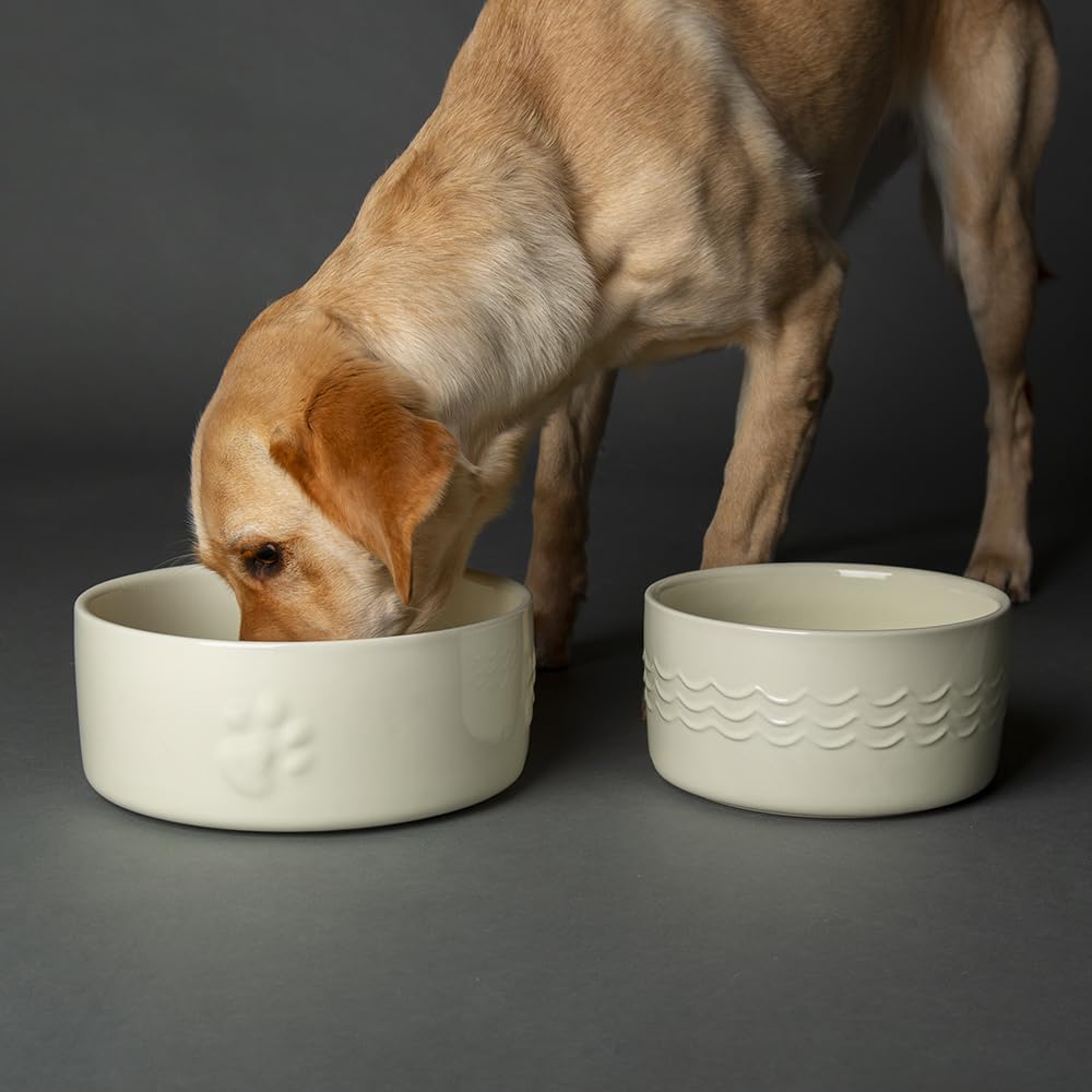 Julian Charles Cream Scruffs Icon Food & Drink Dog Bowl Set - 25X10cm; 20X10.5cm