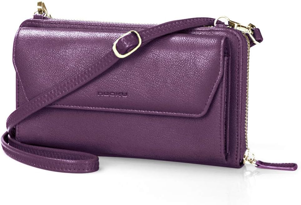 NuokuWomens RFID Wallet Purse Wristlet Crossbody Clutch with Zip Around 2 Strap