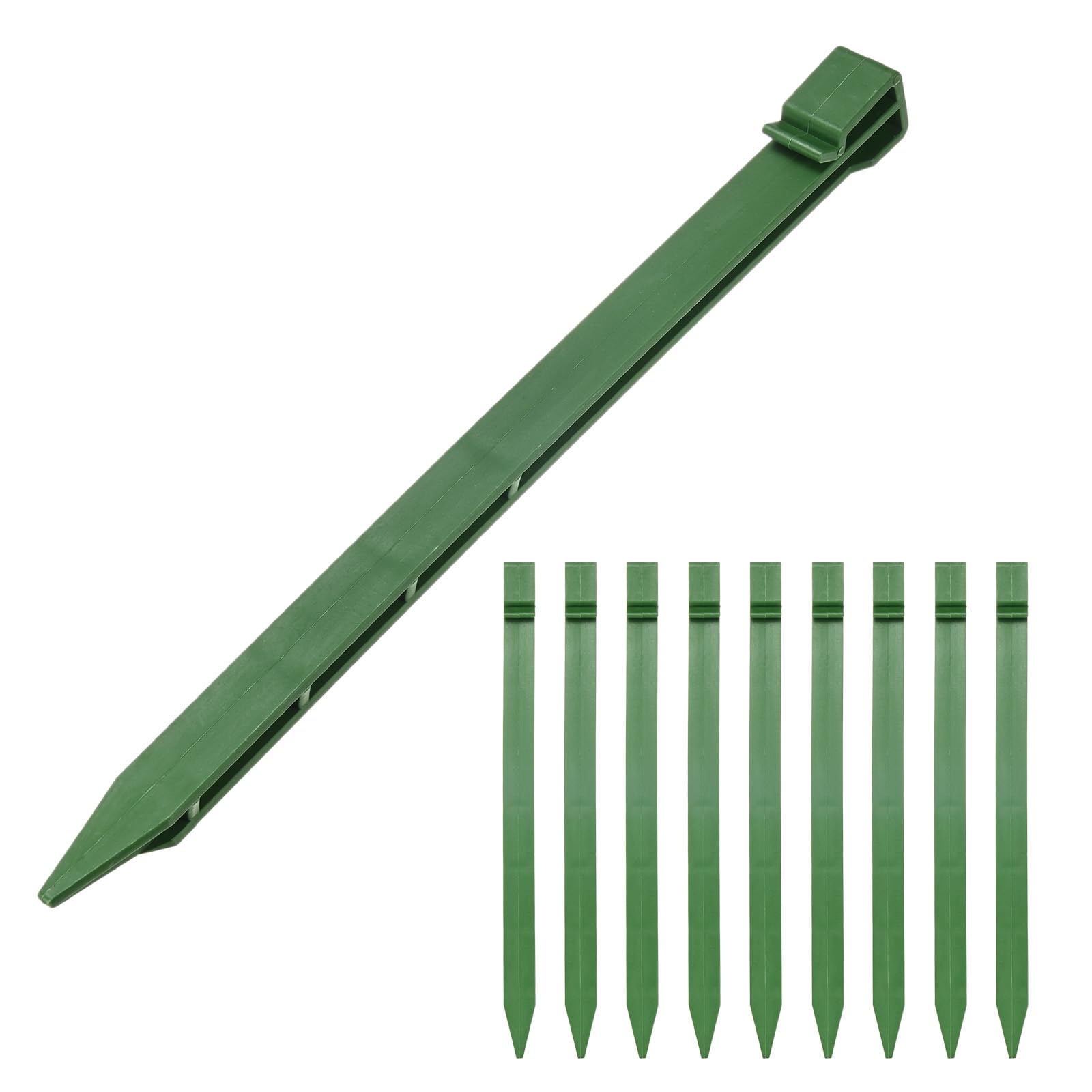 M METERXITY 10-Pack Garden Stakes, 12" Landscape Anchoring Spikes, Green