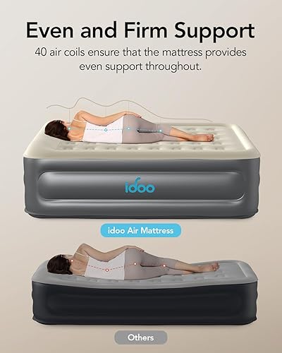 Miniatura 4 de iDOO Colchón de aire Queen con bomba integrada, colchones inflables con almohada integrada de 3.5 pulgadas, cama inflable para el hogar, campamento