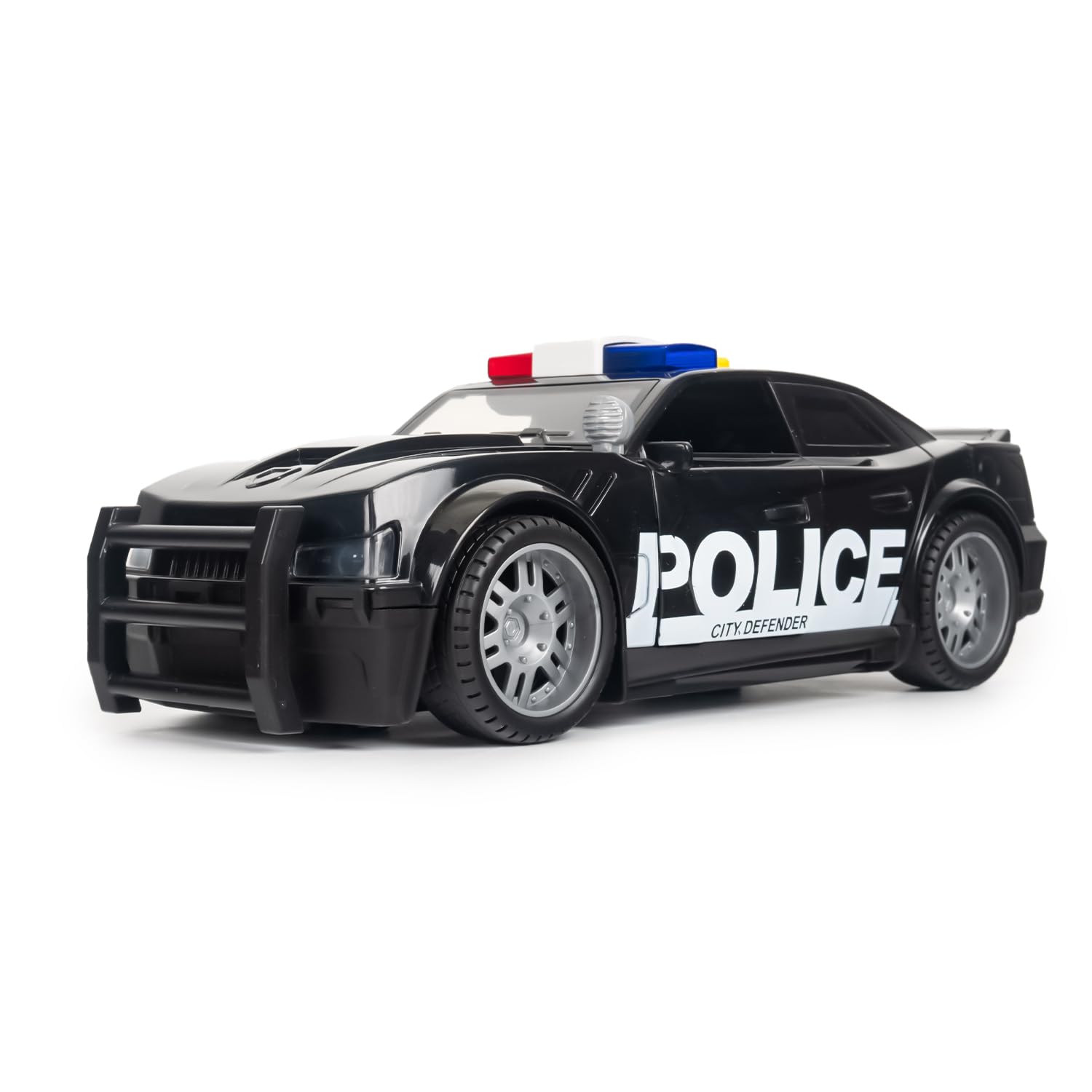 CELMAN Coche de policía con Sirena y luz Intermitente City Defender, Escala 1:16, Coche de Juguete Grande para niños 3 4 5 6 7 8 años