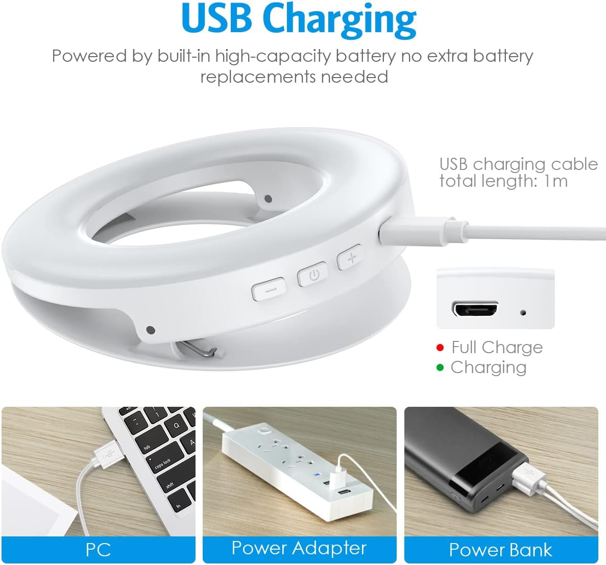 [Upgraded Version] Clip on Ring Light, Cricar Rechargeable 60 LED Selfie Ring Light for Phone, Laptop, Tablet (3 Lighting Models, Adjustable Brightness, Long Standby)