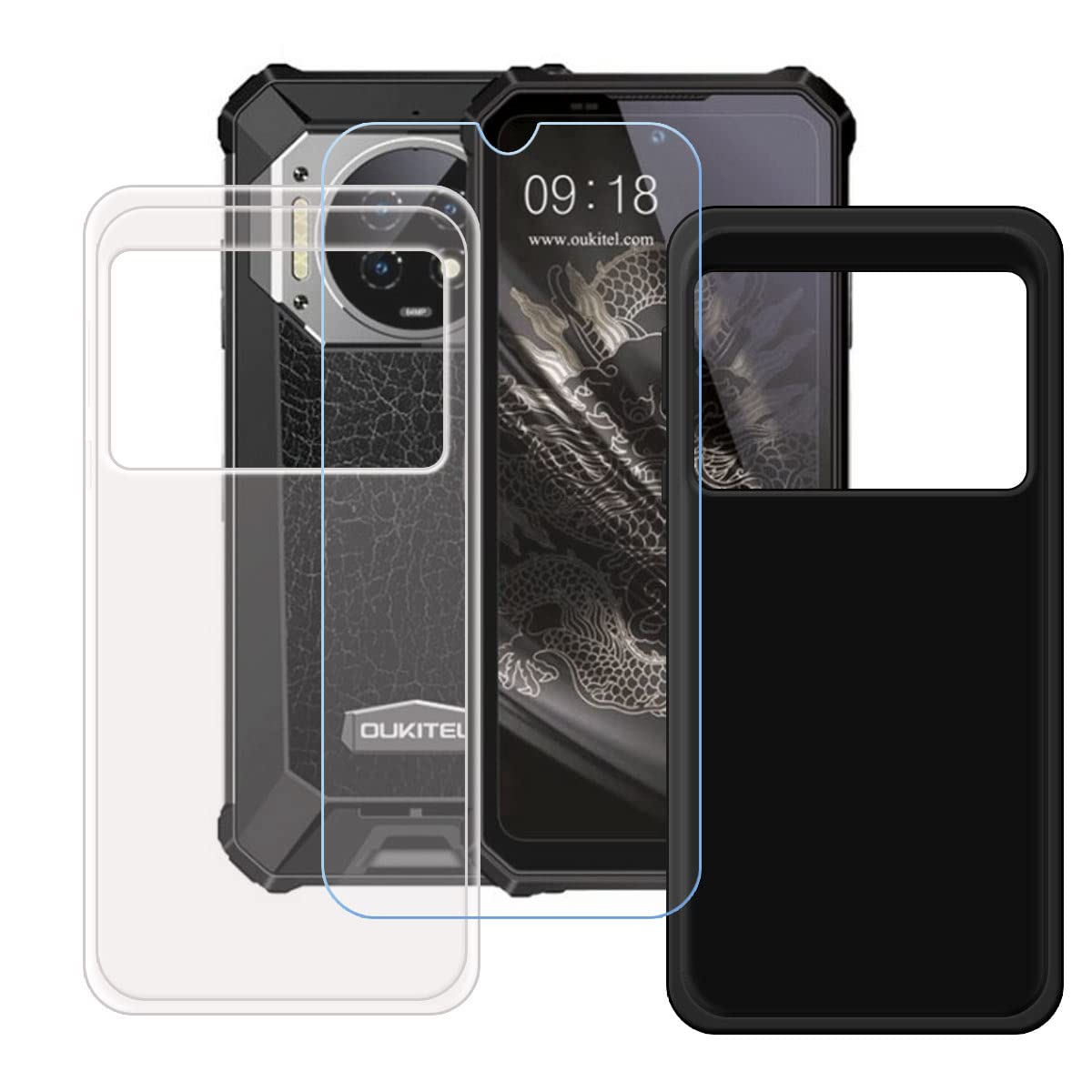Custodia per Oukitel WP21 Ultra, Silicone Case Sottile Cover TPU Caso Morbido Copertura + Pellicola Protettiva in Vetro Temperato per Oukitel WP21 Ultra (6,78) - KE107