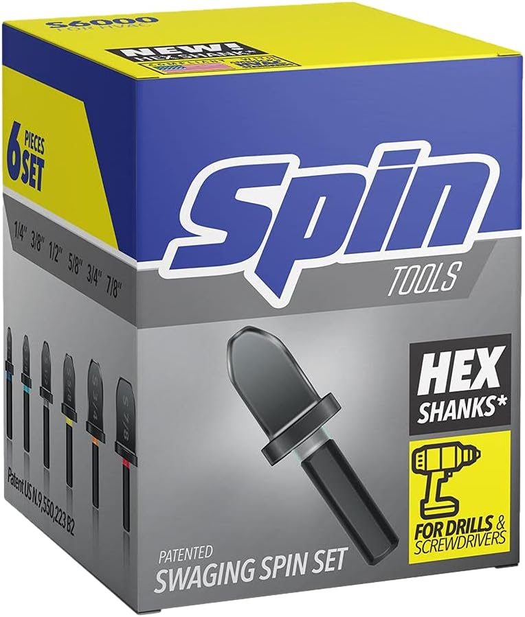 SPIN S6000 6-Piece Drill Bit Swaging Tool Set 1/4, 3/8, 1/2, 5/8, 3/4, 7/8-Inch
