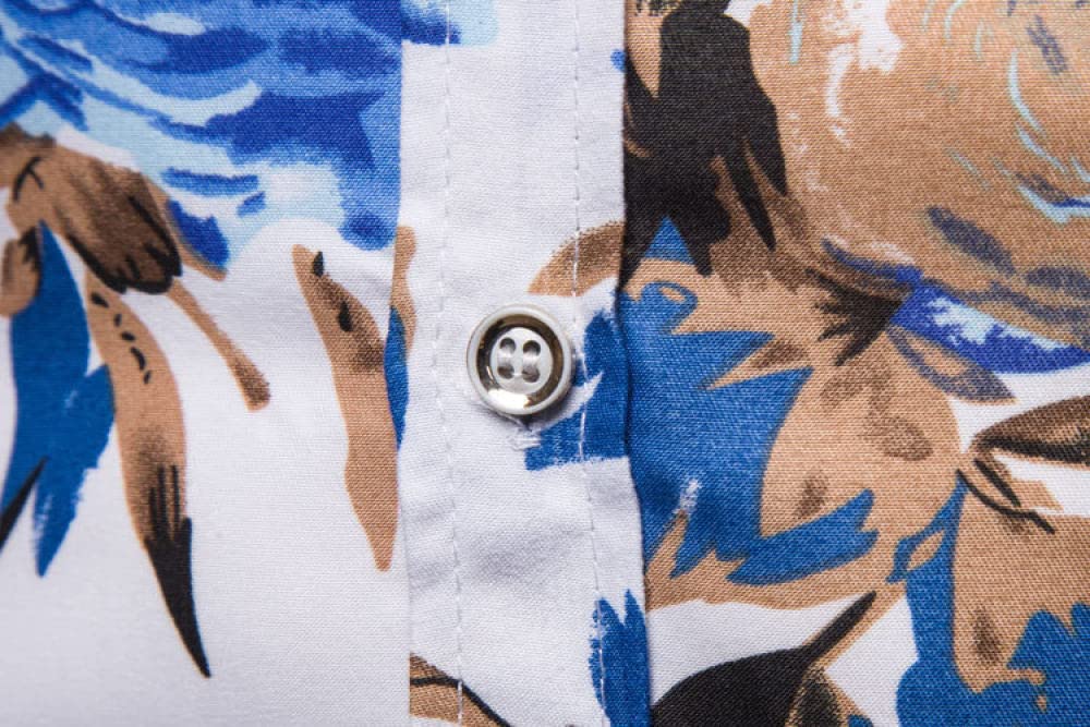 HGJH Herren Hemd Kurzarm, Herrenhemd Rote Rosen Zweige Blätter Print Hawaiihemd Kuba-Kragen Schwarz Langarm Button Down Weiches Strandhemd Henley-Shirt Für Männer Jungen