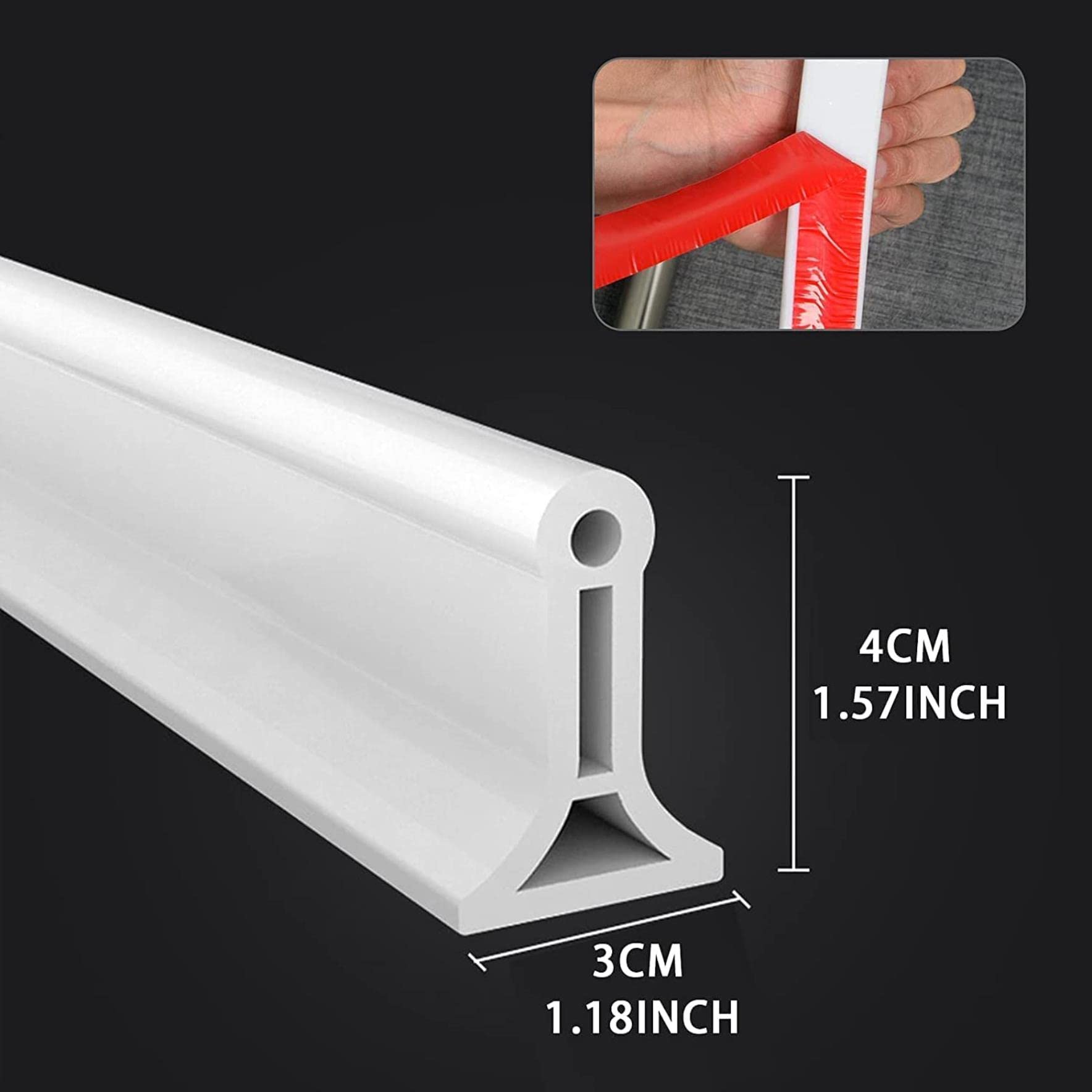 Barriera per pavimenti in silicone per ambienti umidi, Striscia sigillante per piatti doccia, Barriera per doccia, Diga per acqua per pavimenti per stanze umide, bagno, cucina, Diga per doccia in sili