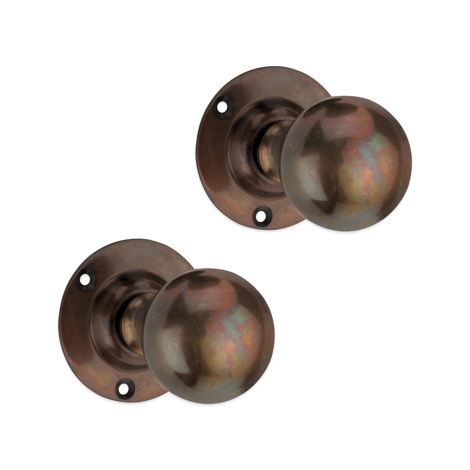 Infinity Decor Vintage Traditional Style Solid Brass Ball Mortice Door Knobs Pair 45mm Pull Handles in Antique - Suitable for Exterior and Interior Doors