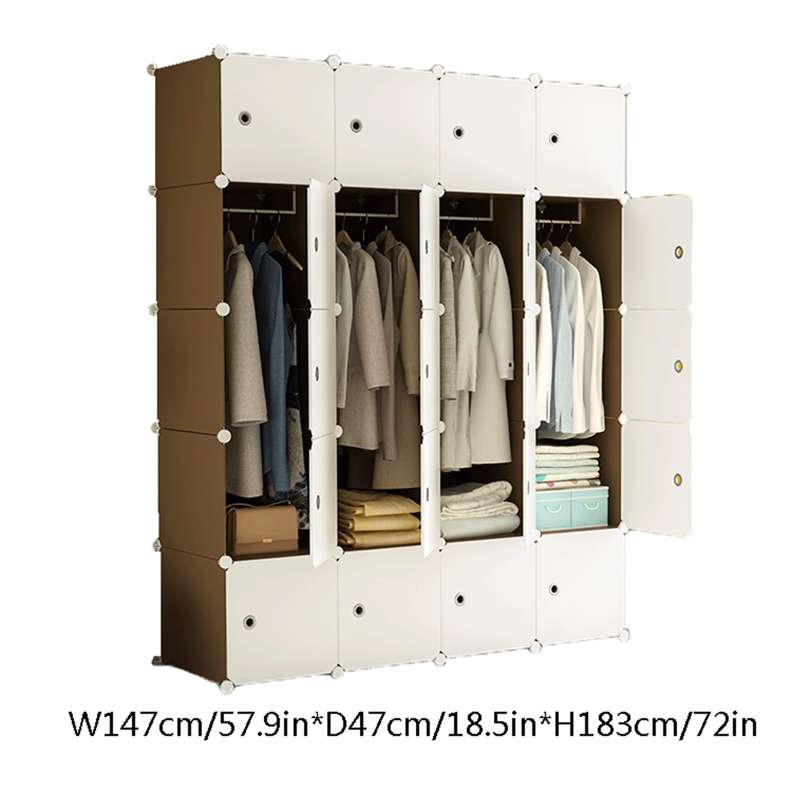 Kleiderschrank, Stoffschrank Garderobe Faltschrank Tragbare Garderobe Modularer Schrank Kombination Kleiderschrank Faltbare Schrank Schlafzimmer Kleidung Schuhe Spielzeug Lagerschrank Ideale Aufbewahr
