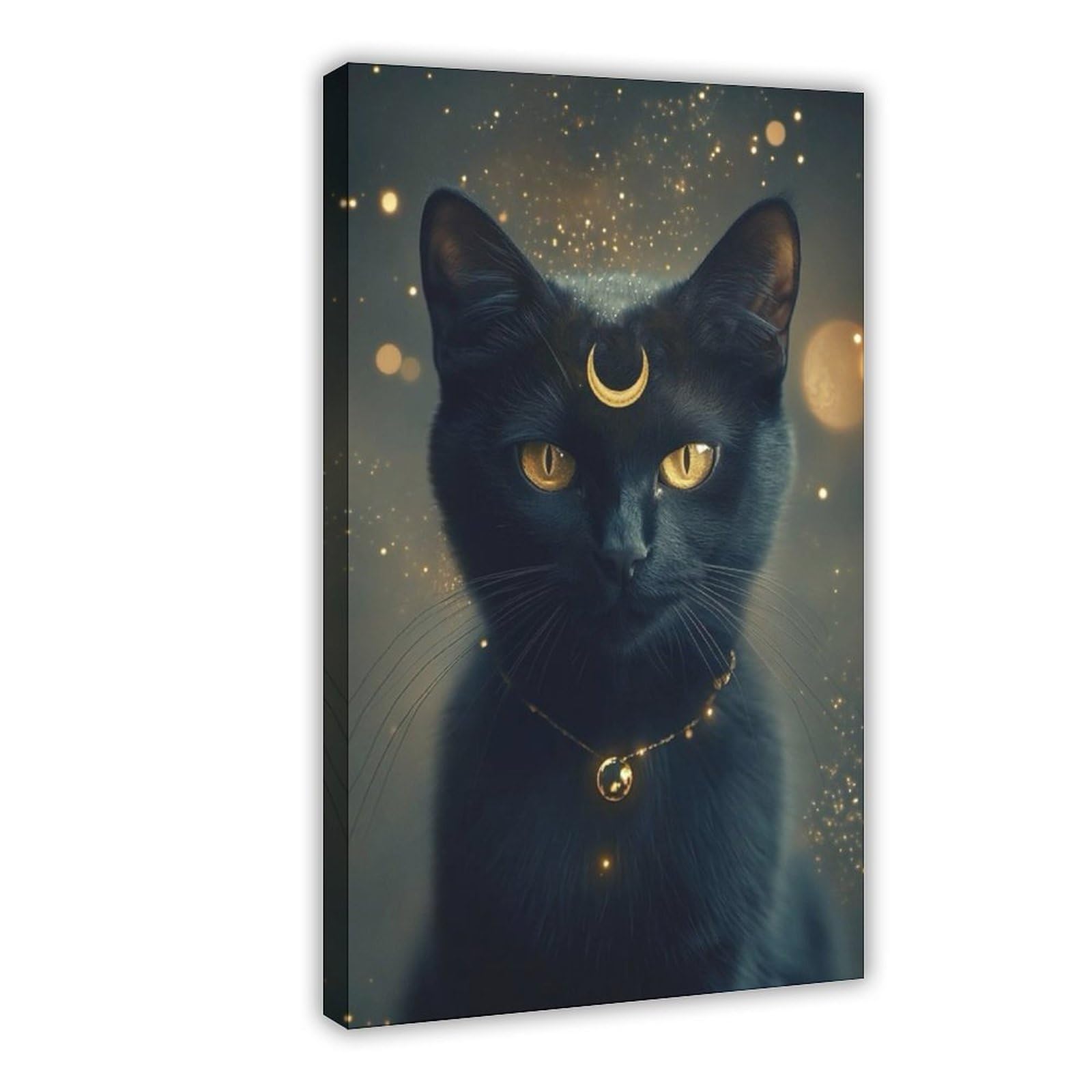 Bareronor Crescent Moon Abstract Cat Canvas Poster Bedroom Decor Landscape Office Room Decor Gift 24" L X 36" W