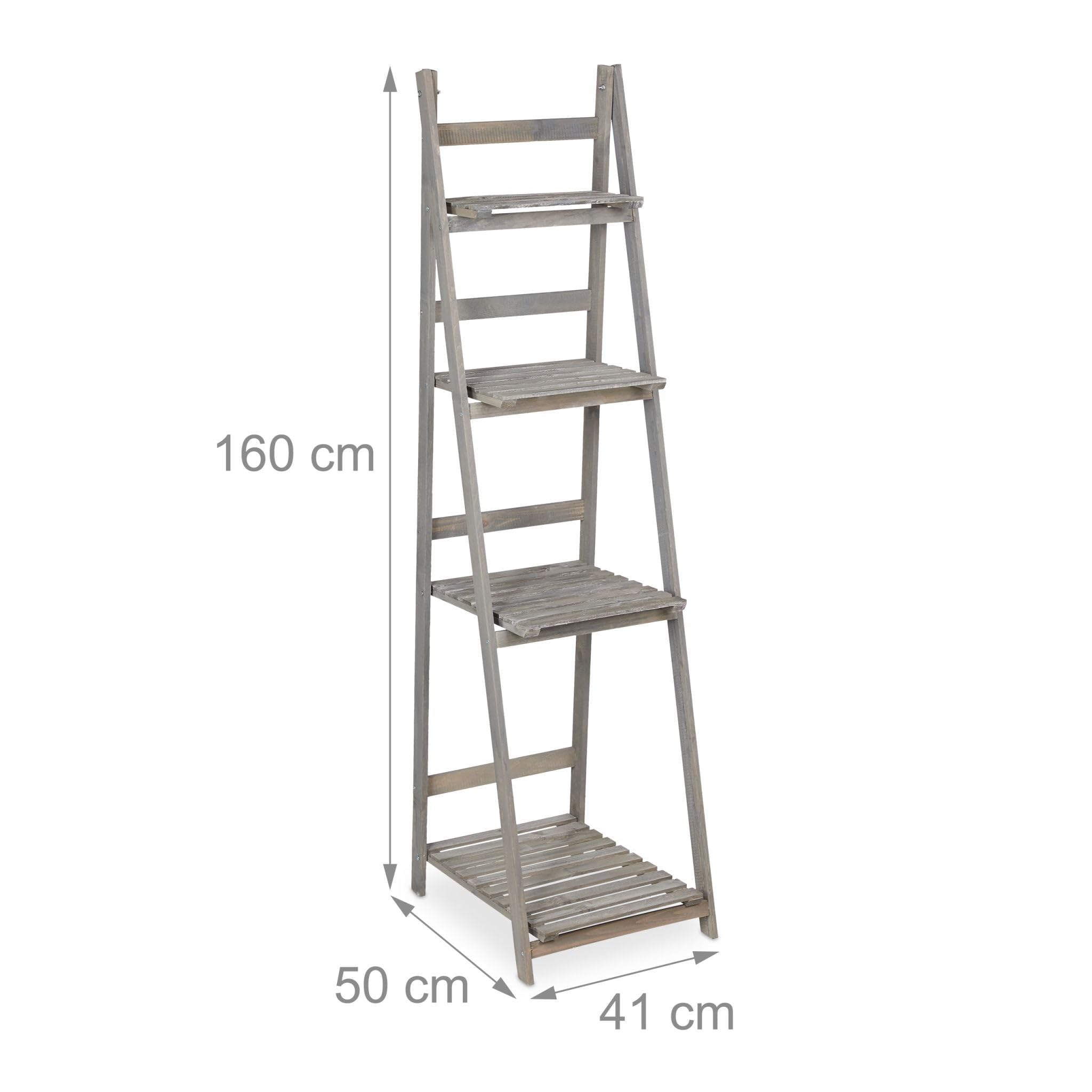 Helloshop26 Scaffale per piante design moderno soggiorno giardino 51,5 x 41 x 24 cm pieghevole pratico in legno grigio 13_0006938