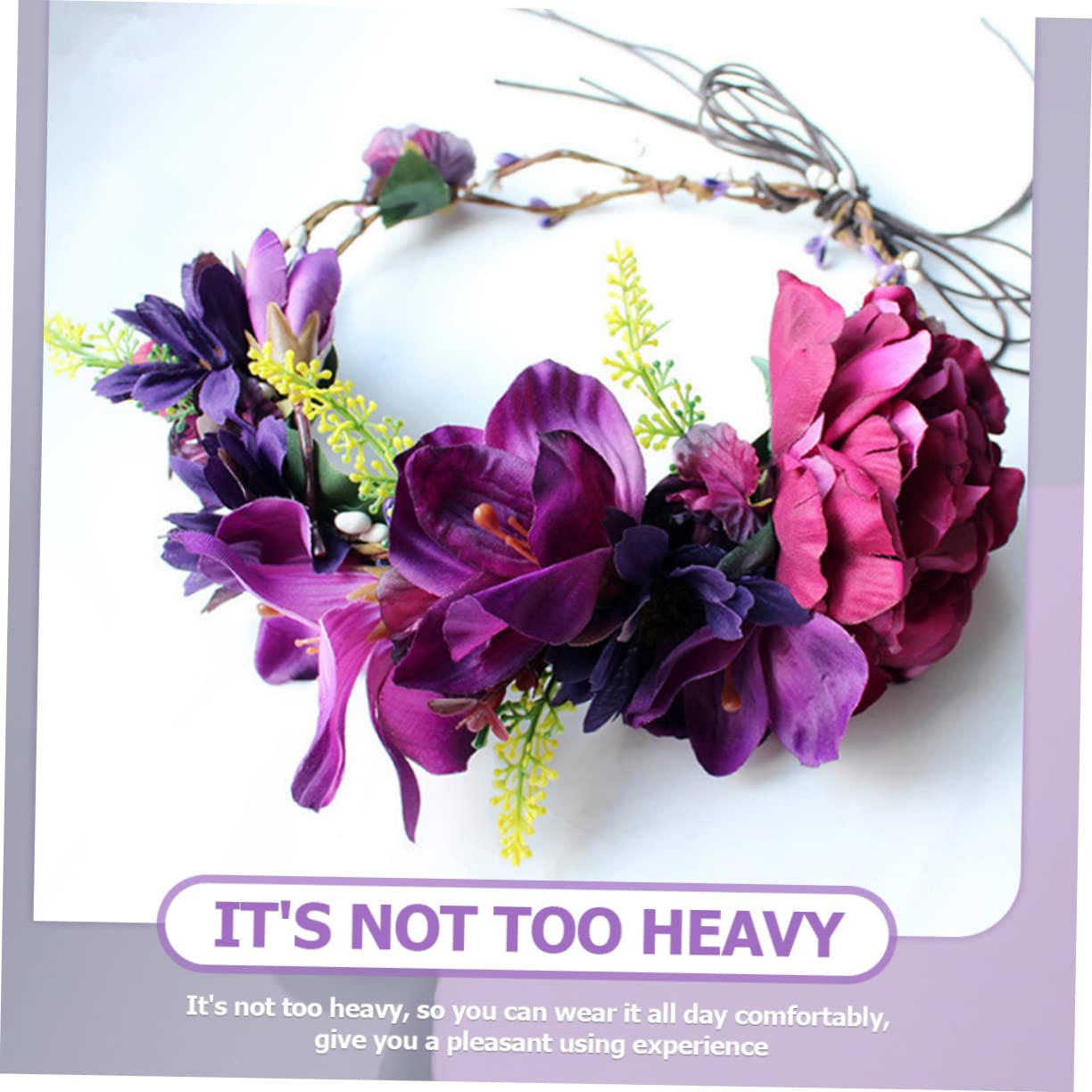 Beaupretty 4 Piezas Bridal Diadema De Flores De Novia De Flores Para El Cabello Diadema De Flores Moradas Diadema De Flores De Playa Cabeza De Flor Tela Boda Dama De Honor