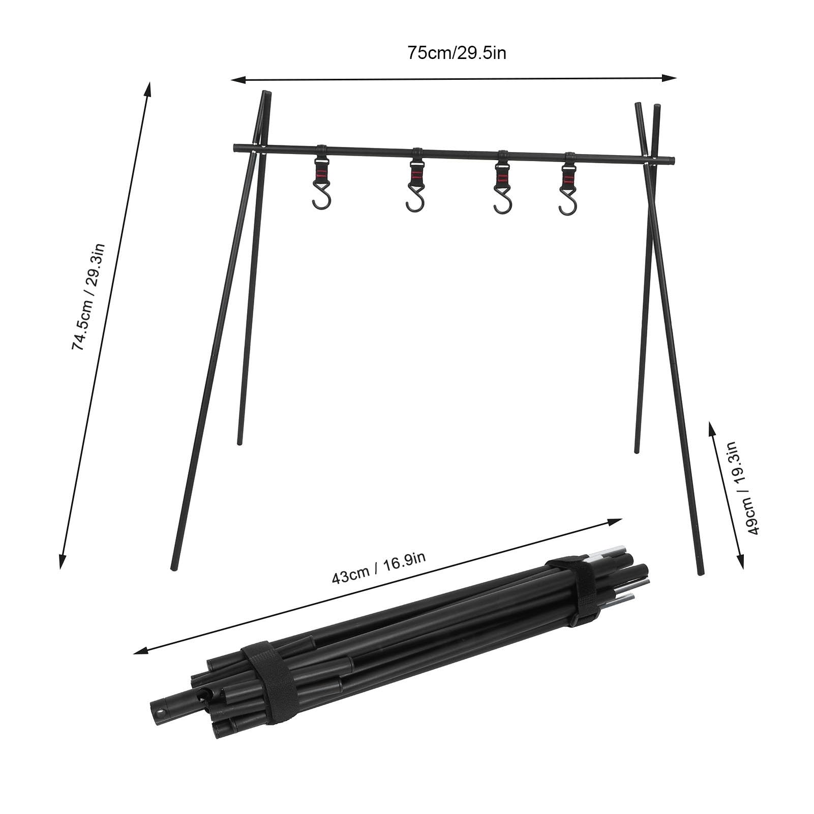 CHEOTIME Campfire Swing Grill Stand, Portable Hanging Tripod Cooking Stand Grill Rack with Hooks and Storage Bag for Outdoor BBQ Picnic Cookware Party