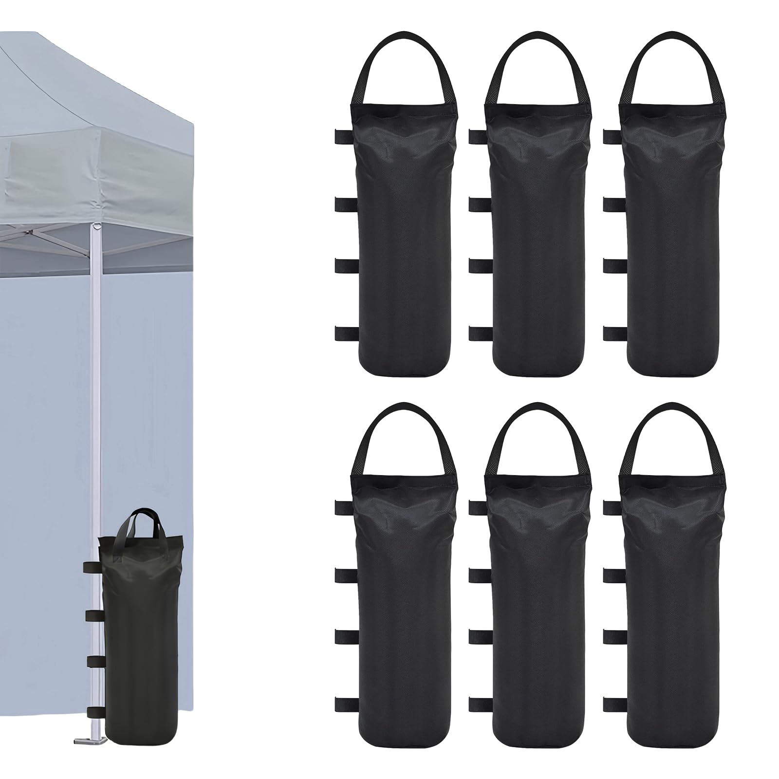 Lot de 6 sacs de sable pour tonnelle 50 x 20 cm, poids de jambes 800D, tissu Oxford de qualité industrielle, poids de sac de sable pour tonnelle, tente de jardin