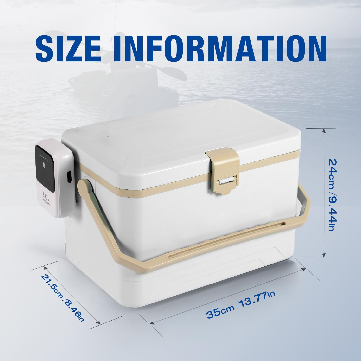 Ghosthorn Dispositivo di raffreddamento per esche vive da 10 l/14 l, con Areator silenzioso ricaricabile da 4000 mAh, per pesci e accessori, secchio portatile con pompa ad aria per esterni