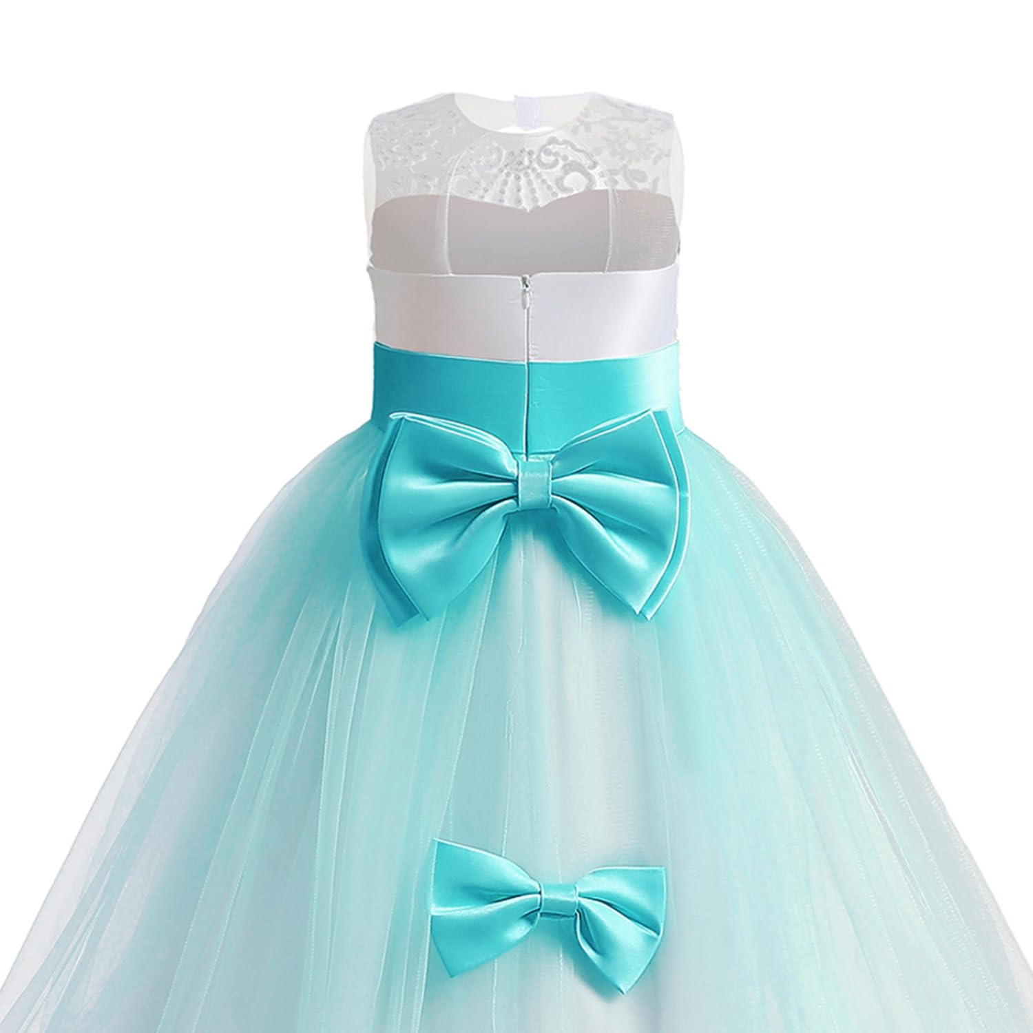 NNJXD Mädchen Spitze Tüll Gestickte Prinzessin Prom Ballkleid Formale Partei Lang Schwanz Kleider