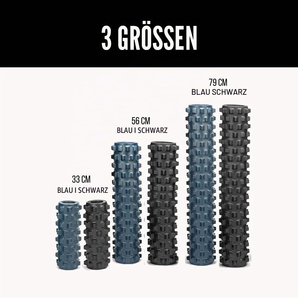 Rumble Roller Half Size Extra Firm Black - Textured Muscle Foam Roller Manipulates Soft Tissue Like A Massage Therapist (Schwarz Kompakt 33 cm)