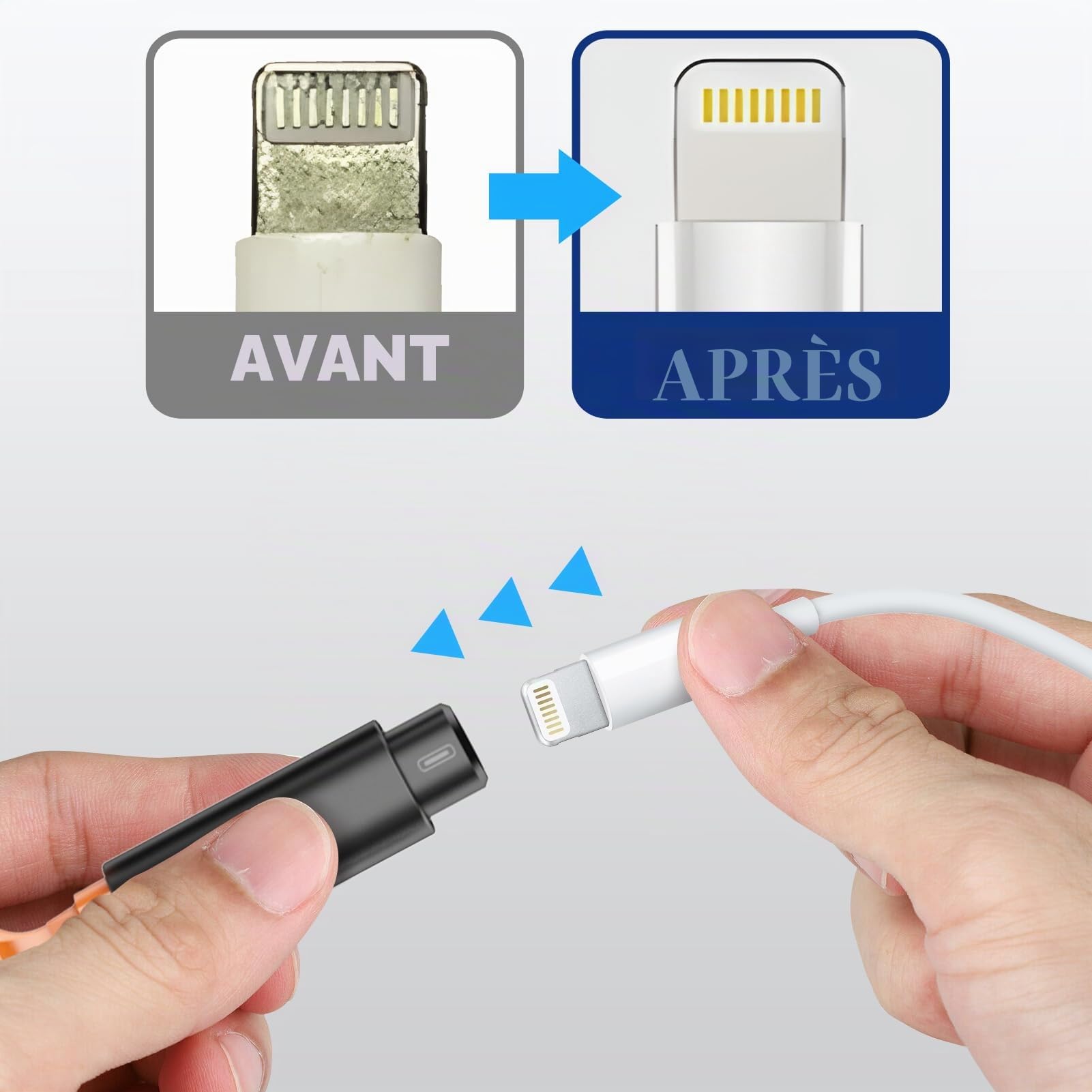 Edglete Kit de nettoyage pour iPhone, Kit de nettoyage pour AirPod, Nettoyage du port de charge iPhone, Outil portable de réparation et restauration de téléphone portable pour iPad, câbles de chargeur
