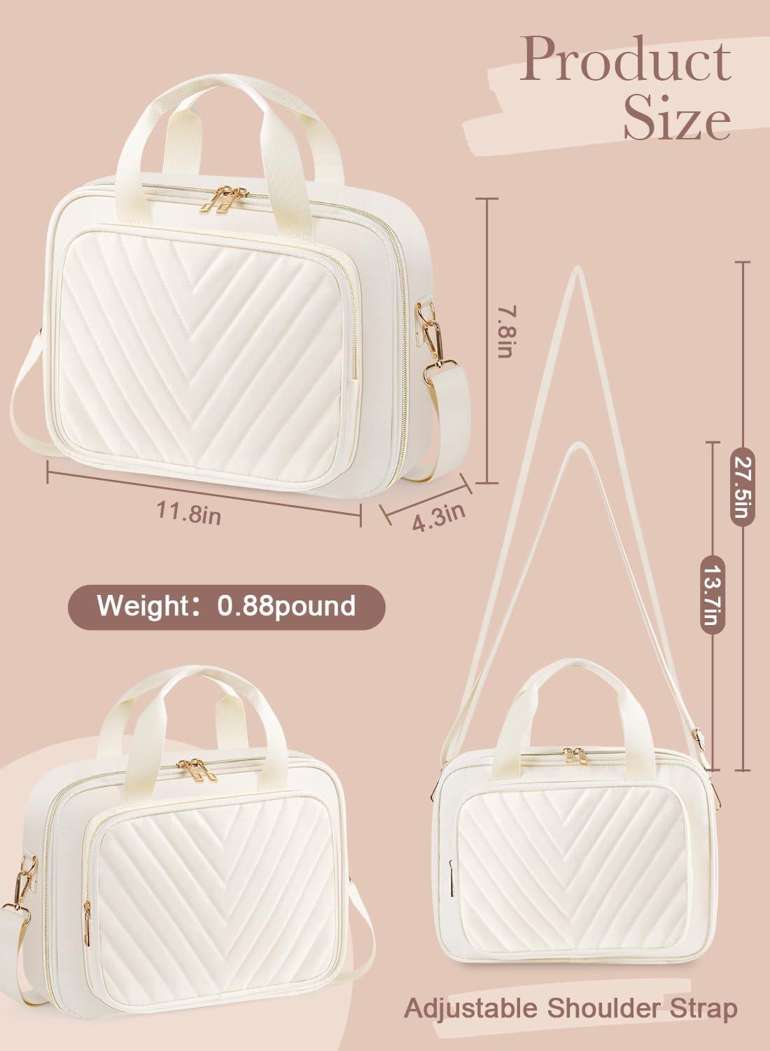Bible Cover Case for Women, Large Bible Bag with Study Supplies & Shoulder Strap, White Travel Bible Case for Girls, Book Carrying Case with Tabs Ideal Christian Gifts for Women Friends
