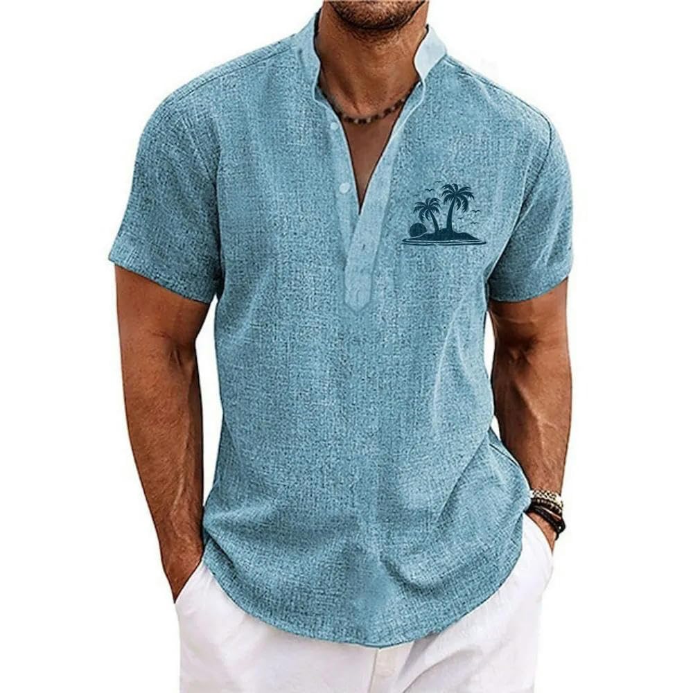 Hawaiihemd Männer Hawaiianische Hemden 3D Kokosnussbaumdruckhülle Bluse Beach Für Herrenkleidung