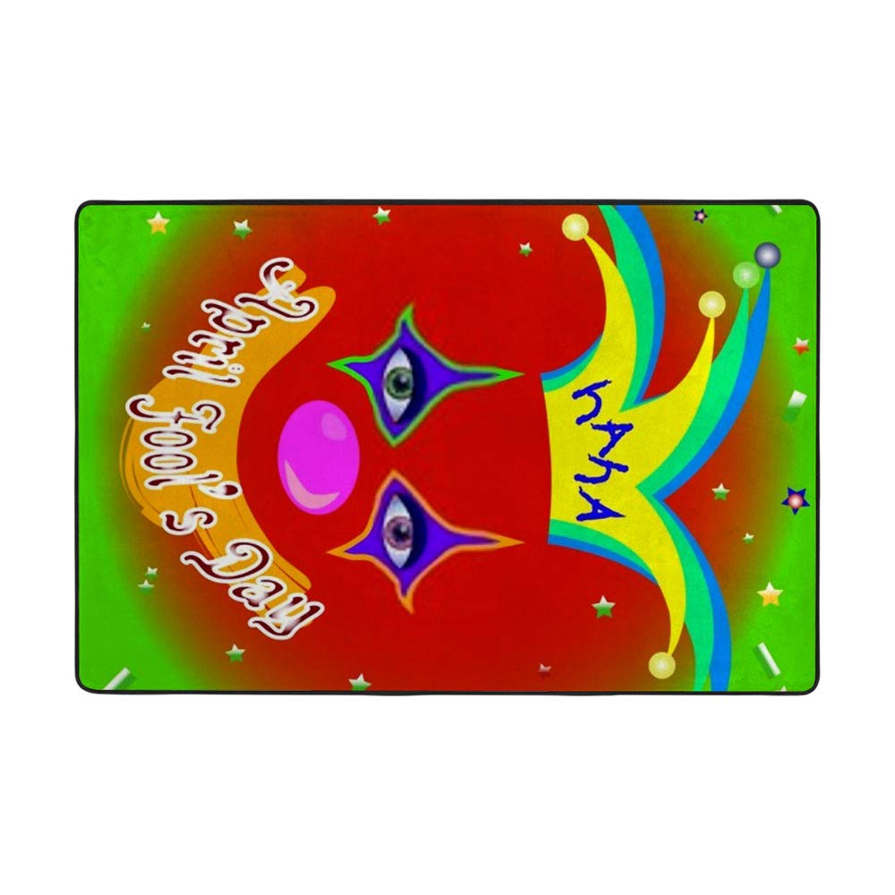 Tapis de grande taille clown rouge vert en microfibre shaggy pour salon et chambre