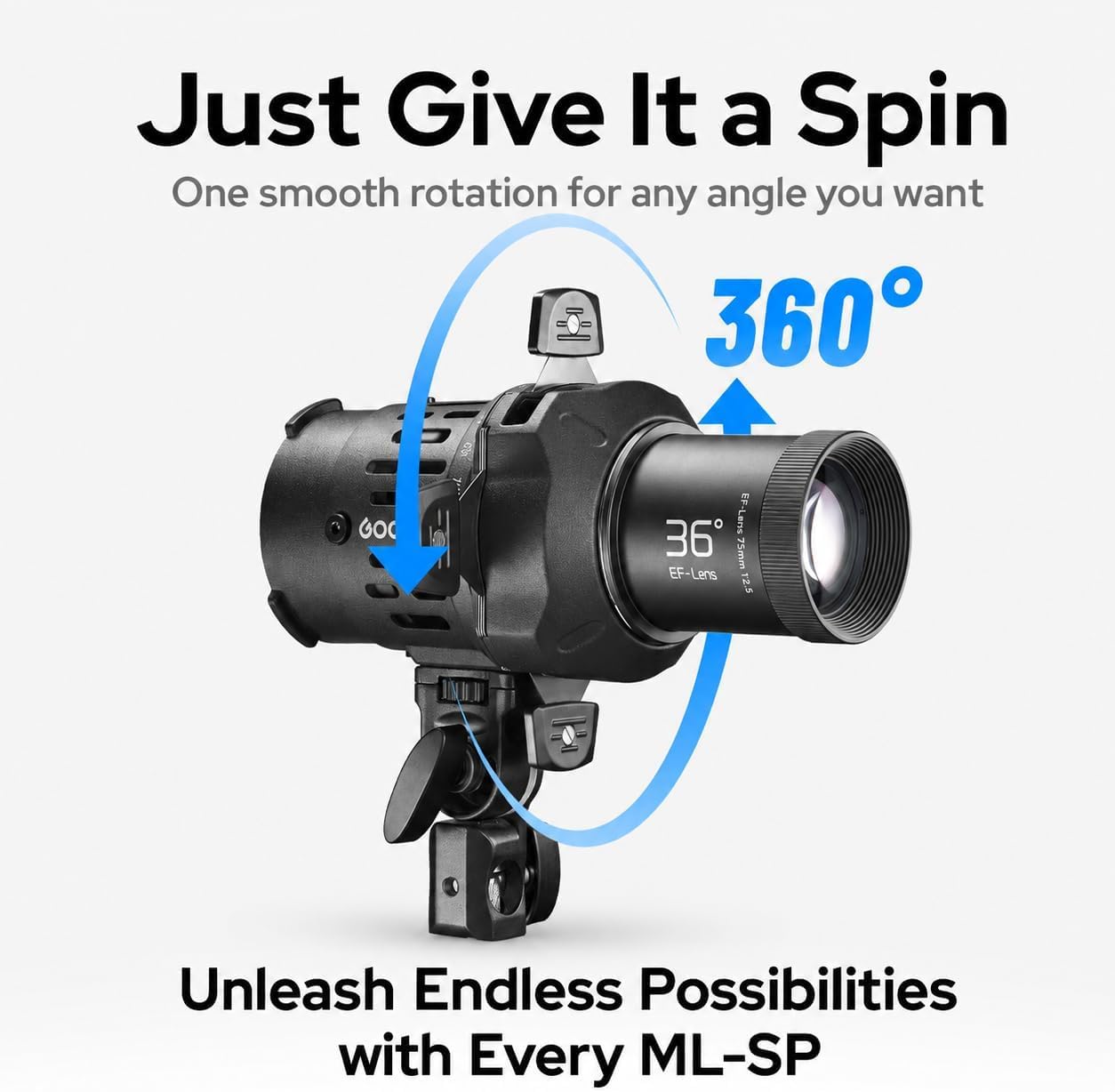 Godox ML-SP-19 LED Projection Attachment, 19° Optical Snoot with 10 Lighting Gobos, Godox Mount Spotlight Projector Compatible with ML100Bi/R ML40Bi/R ML150Bi/R ML80Bi ML60Bi ML30 ML30Bi