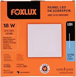 Foxlux Painel LED Quadrado Sobrepor 18W 6500K Biv