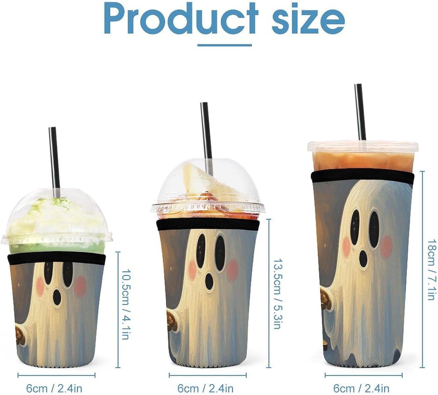 3 Pack Neoprene Cup Sleeves, Stretchy Reusable Drink Cup Cover Universal