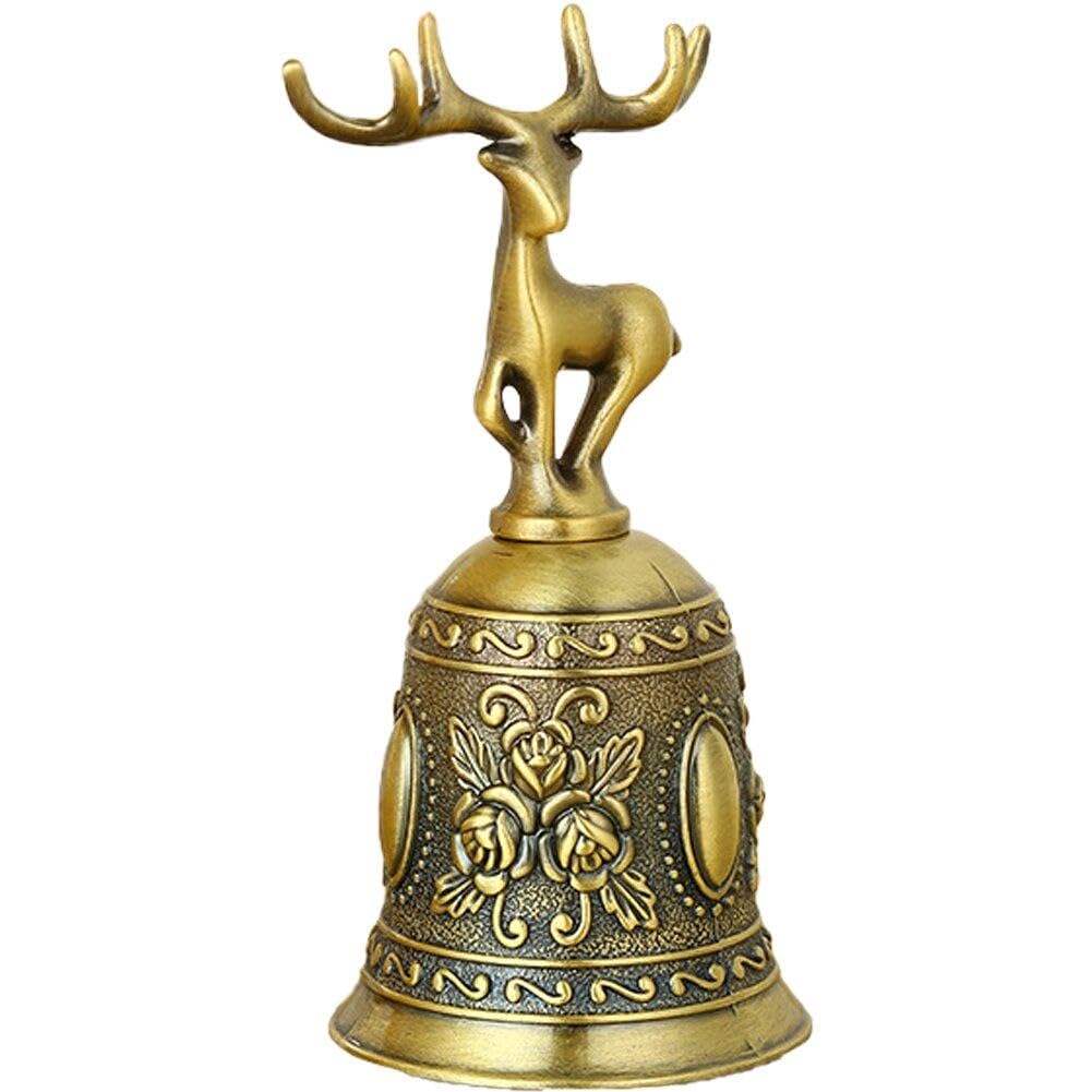 Casiler Bronze Deer Shape Hand Bell Antique Christmas Bell Multi-Purpose Call Bell Rustproof Service Bell Metal Bell For Home Decor