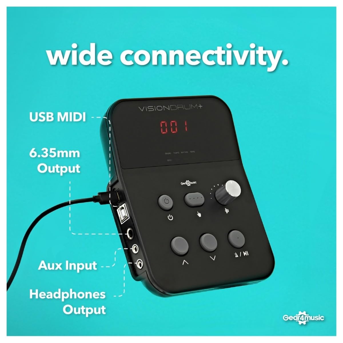 VISIONDRUM+ Batería Electrónica 8 Pads en Malla, Hi-Hat, Kick y Ampli | Kit de Batería Eléctrica Adultos y Niños, Altura Regulable, Diseño Plegable, Ampli, Auriculares, Taburete y Baquetas