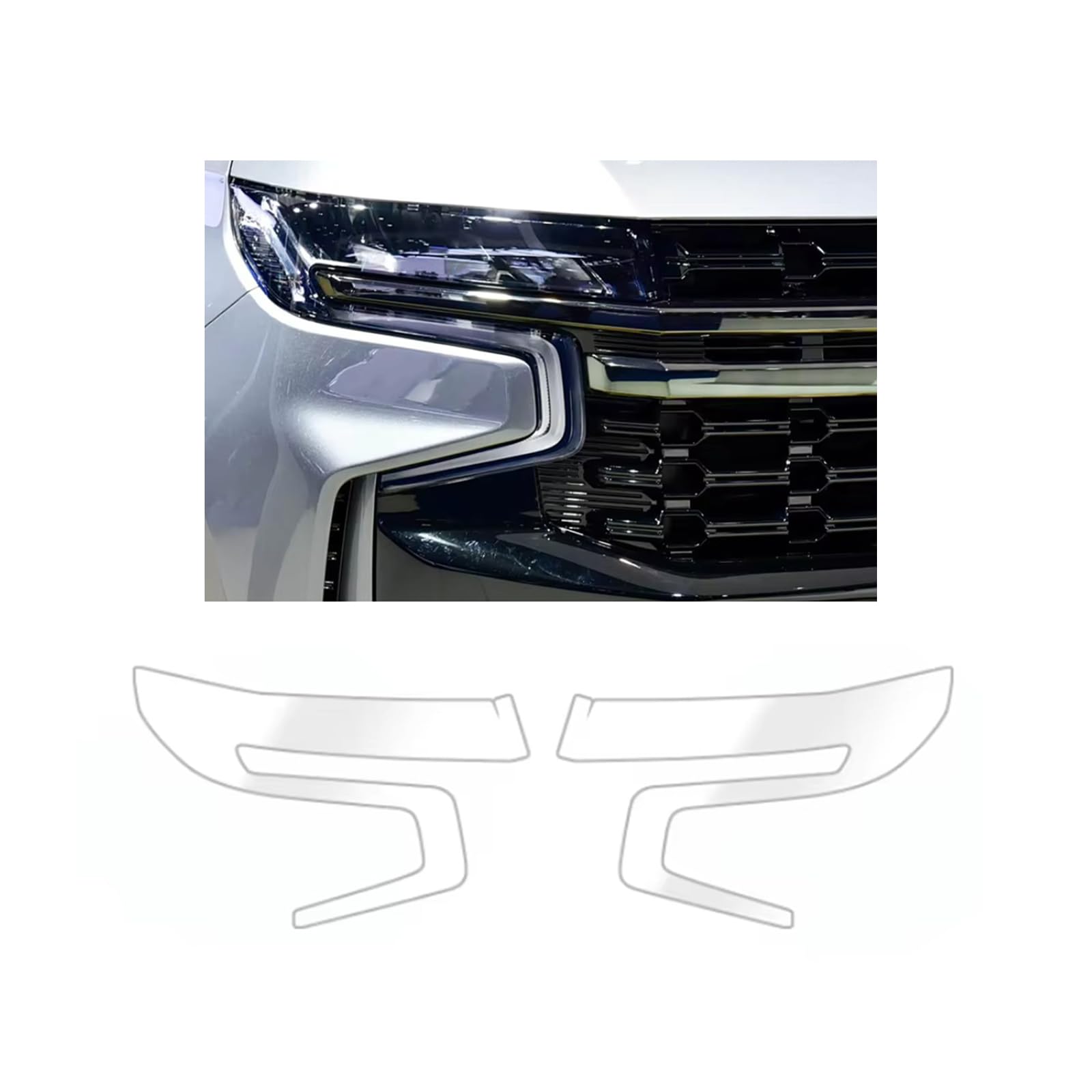 Headlight Film for Chevrolet Tahoe 2021-2026, 1Set Transparent/Smoke Black Car Headlight TPU Protective Film