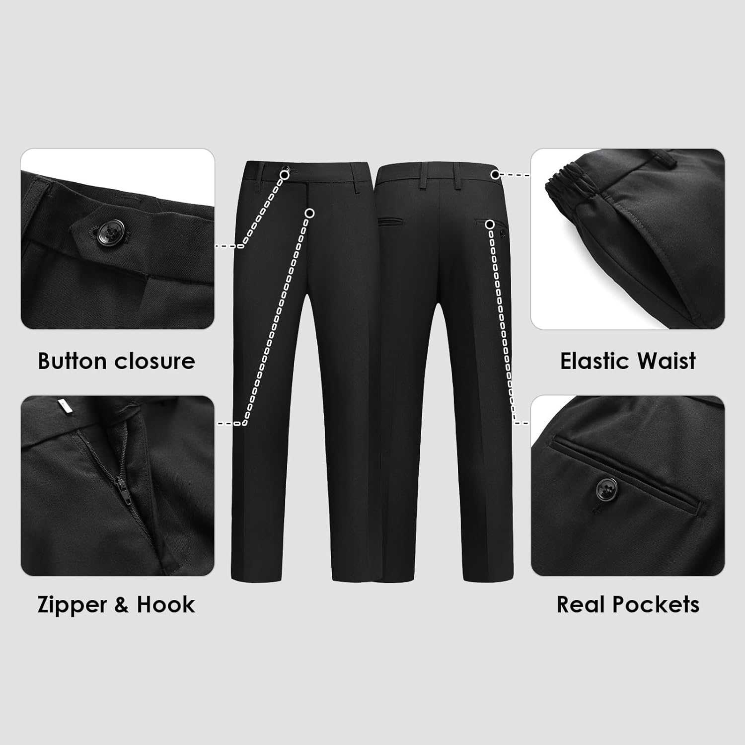 Lamgool Boys Tuxedo Suits 5 Piece Slim Fit Kids Floral Jacquard Formal Set Blazer White Shirt Vest Pants Bow Tie for Prom - Image 6