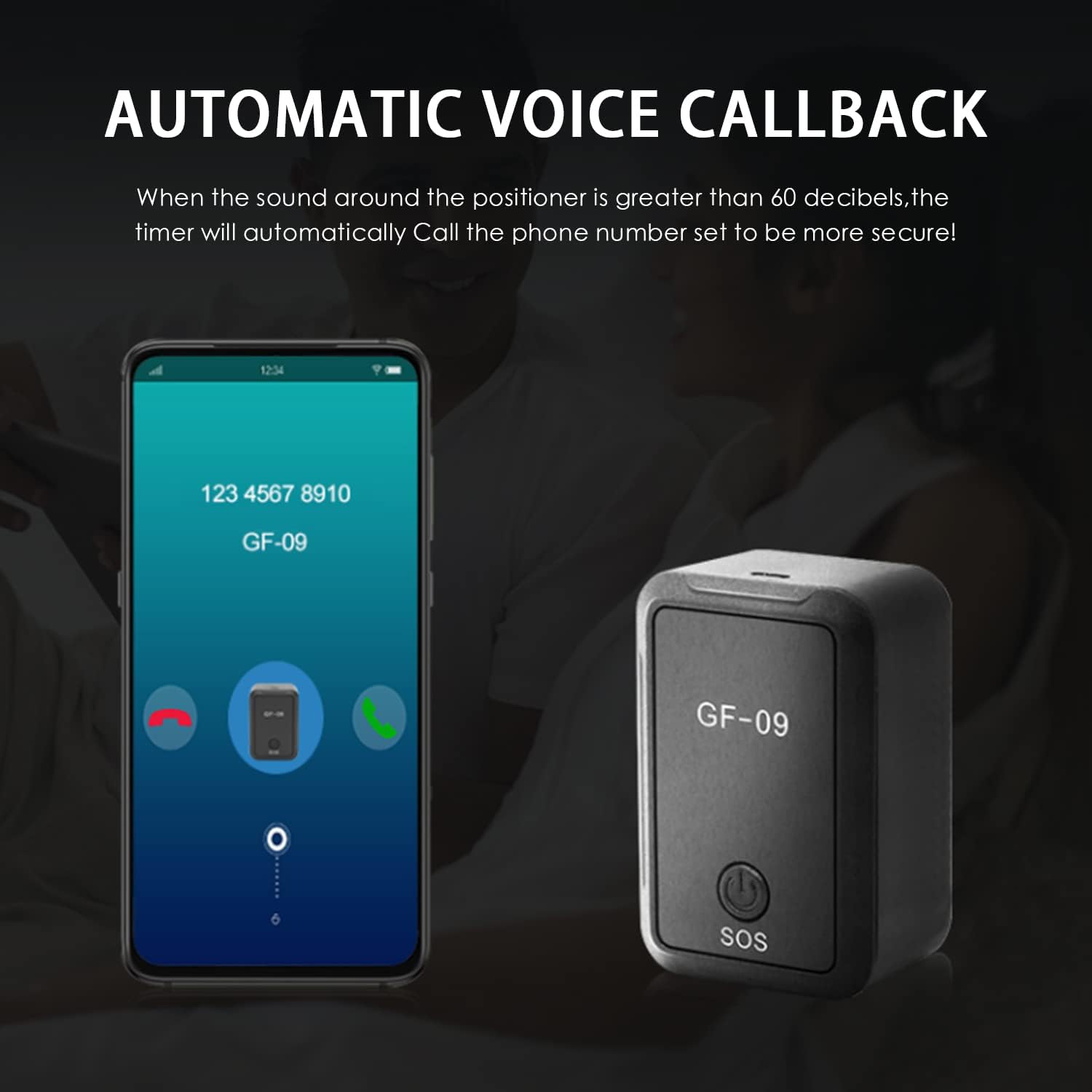 Phone receiving call from GF09 tracker