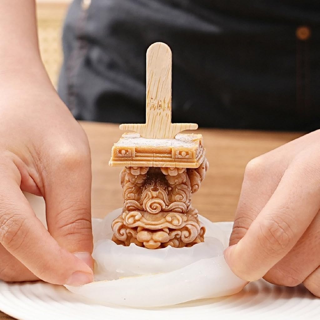 Traditional Chinese Pattern Popsicles Molds Detailed 3D Silicone Popsicles Crafting Molds Chinese Aesthetics for Sweet