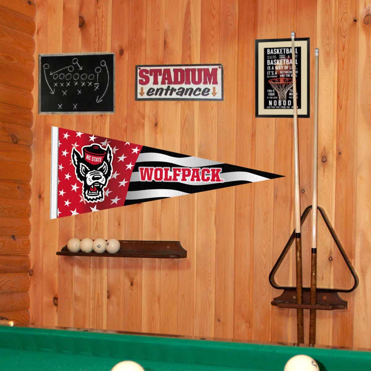 North Carolina State Wolfpack Nation USA Stars and Stripes Pennant Pennant Banner Flag
