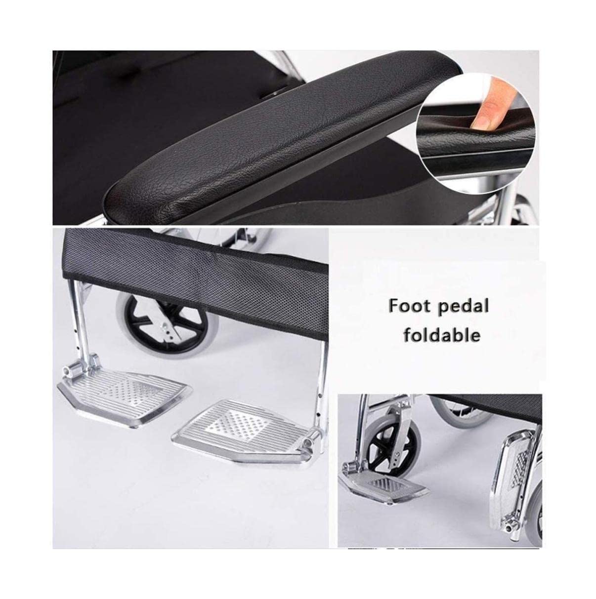 Silla de Ruedas para Ancianos Silla de Ruedas Manual Ligera Autopropulsable
