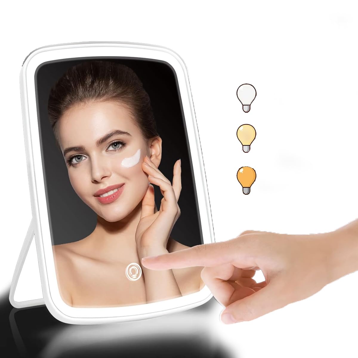 Type-C Charging Light Up Vanity Mirror, Portable Beauty Mirror, Dimmable Touch Screen, Tabletop LED Folding Cosmetic Vanity Mirror, Tabletop LED