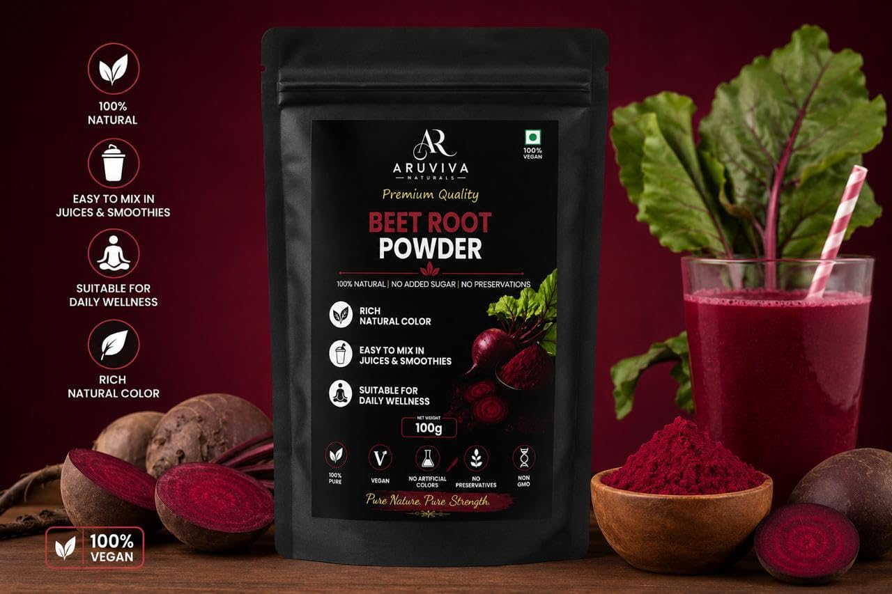 Beet Root Powder, 100% Natural, Vegan, No Added Sugar, No Preservatives, Non GMO (100gm) — Amazon image 2