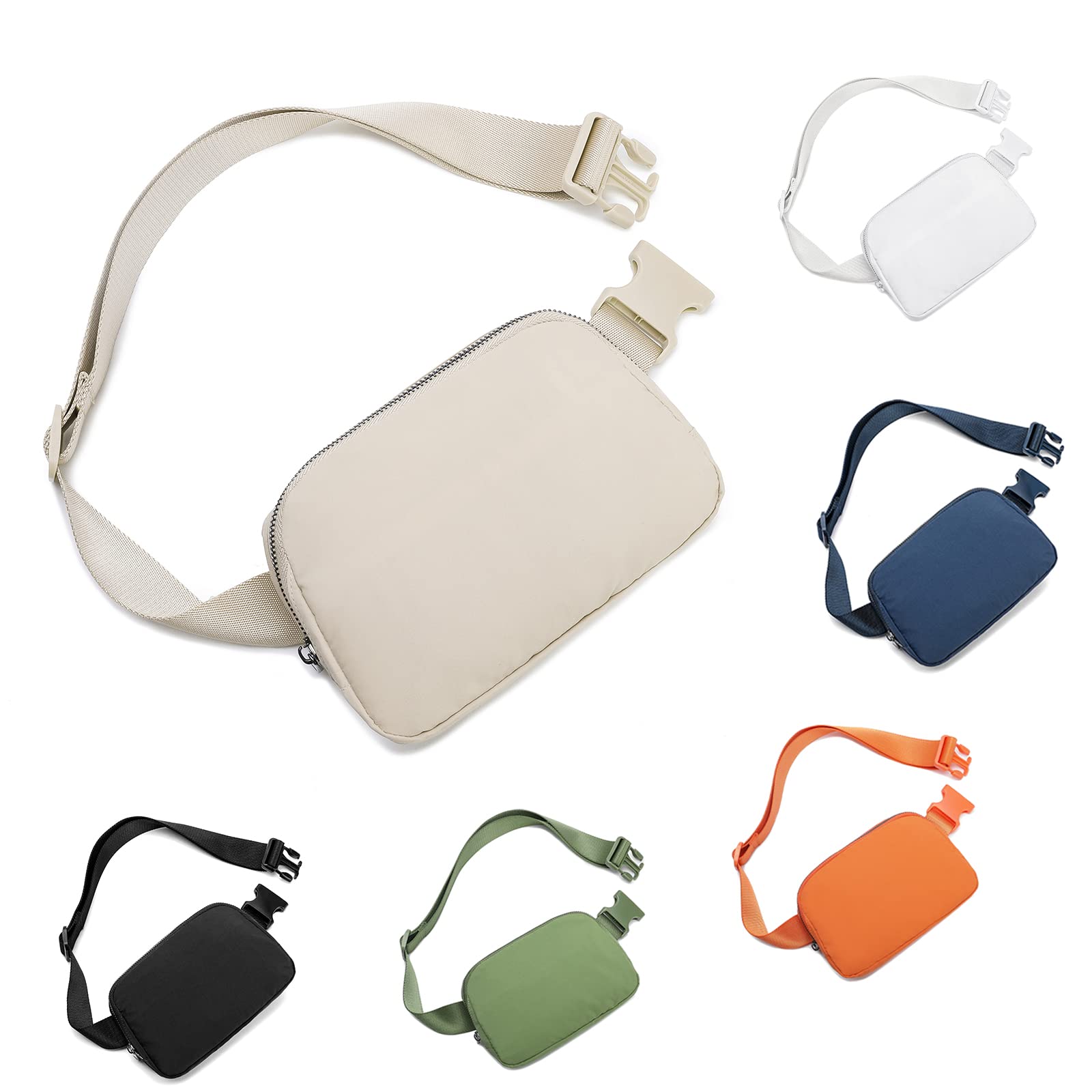 HVJCEZ Fanny Packs for Women Men, Fashion Belt Bag Adjustable Mini Crossbody Waist Bag for Running, Hiking and Travel, Khaki-image-14
