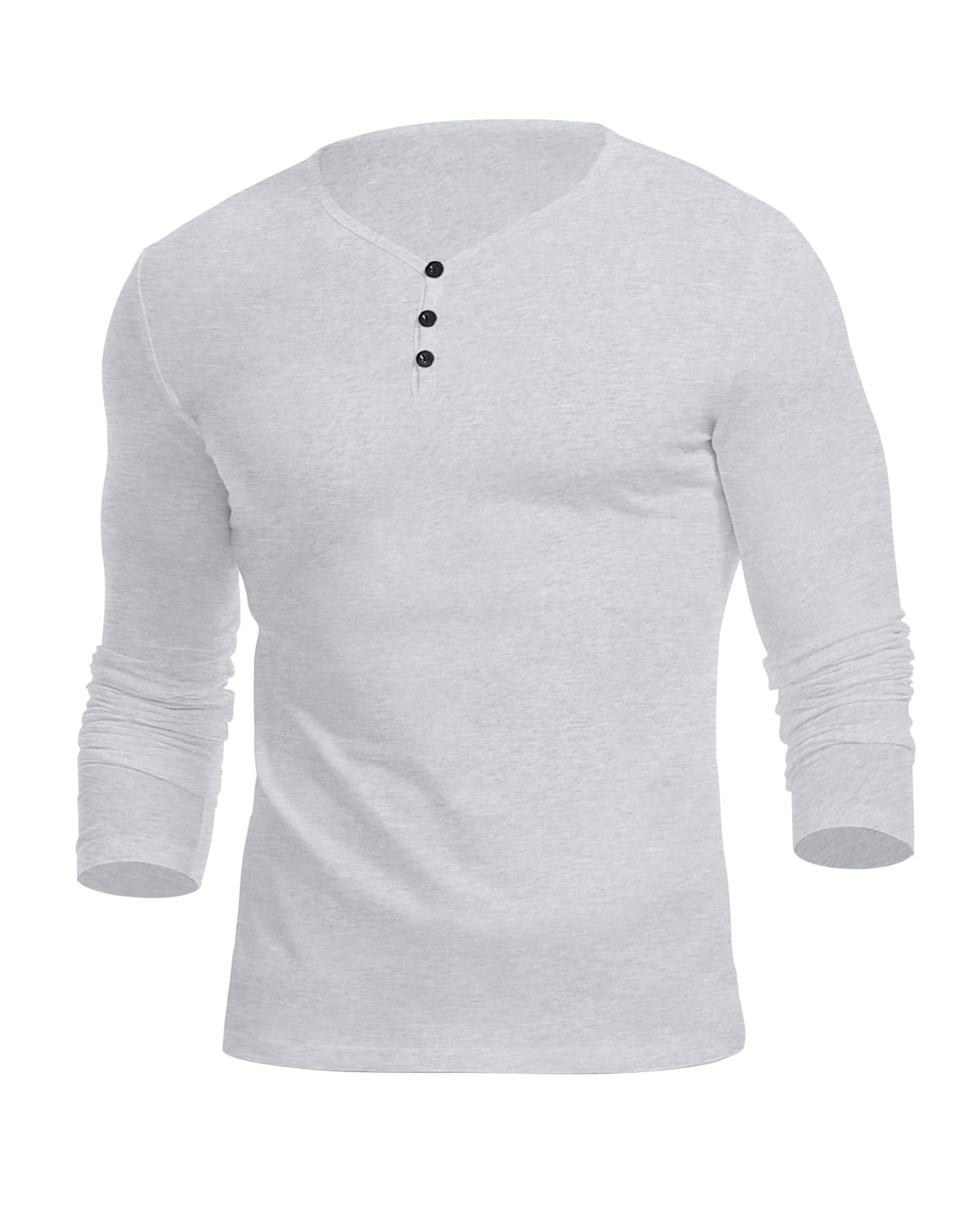 KUYIGO Men's Henley Shirts Short Long Sleeve Casual Summer Slim Fit Cotton Shirt