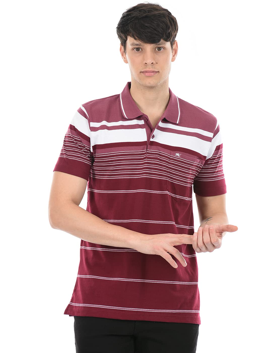 Monte Carlo Men's Collared Neck Half Sleeve Regular Fit Striped Polo T-Shirt | Casual Wear Polos for Men