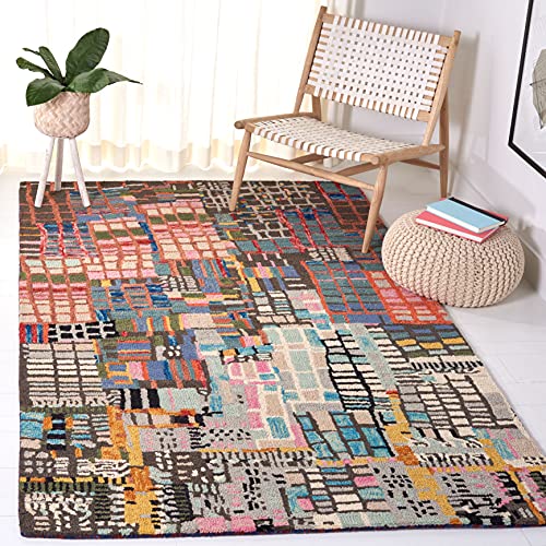 Tapete Boho cuadrado 91x91 cm de lana hecho a mano