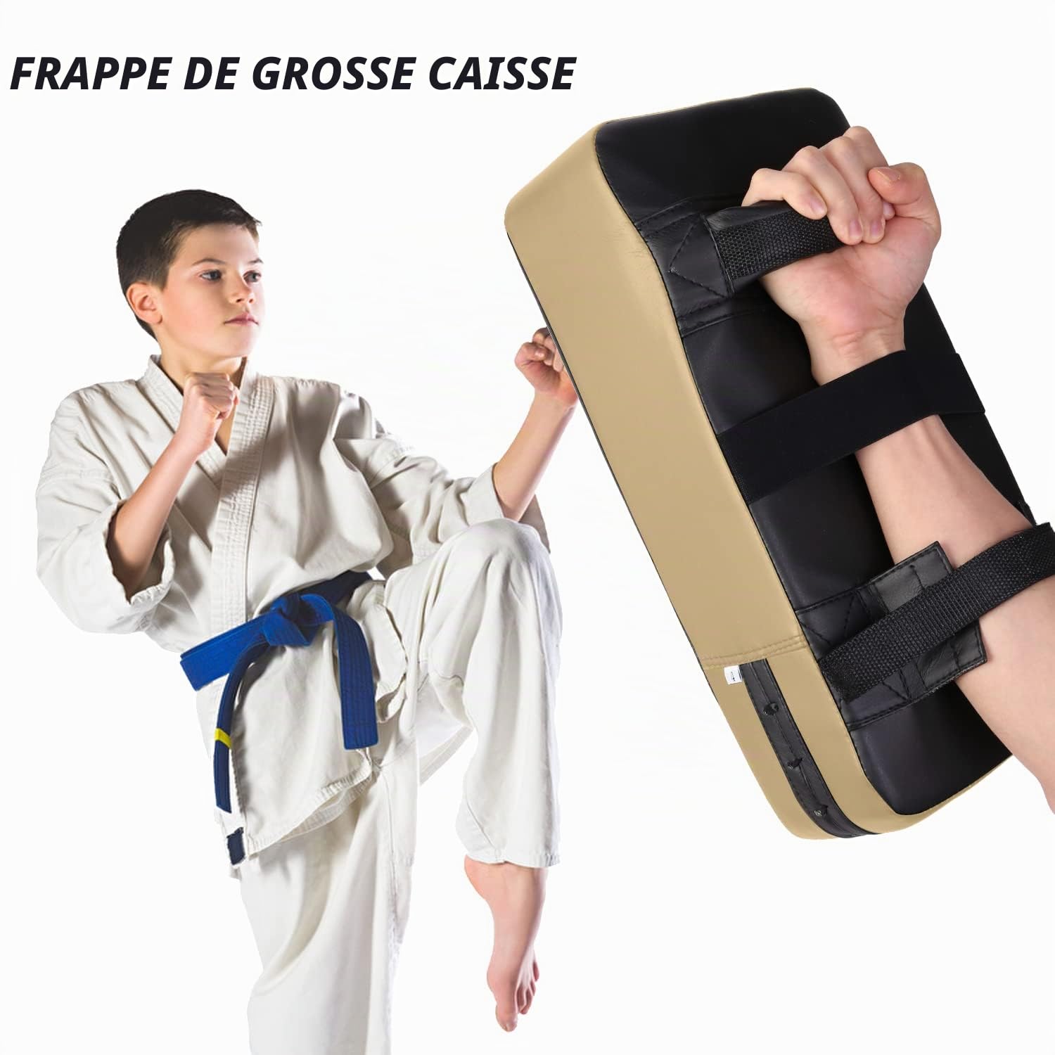 Odoland Gants de Boxe avec Pattes d'ours et Kick Shield Enfants Junior, Gants MMA Cuir 3 en 1 pour Boxing Kickboxing Muay Thai Karate Sparring Trainning Combat