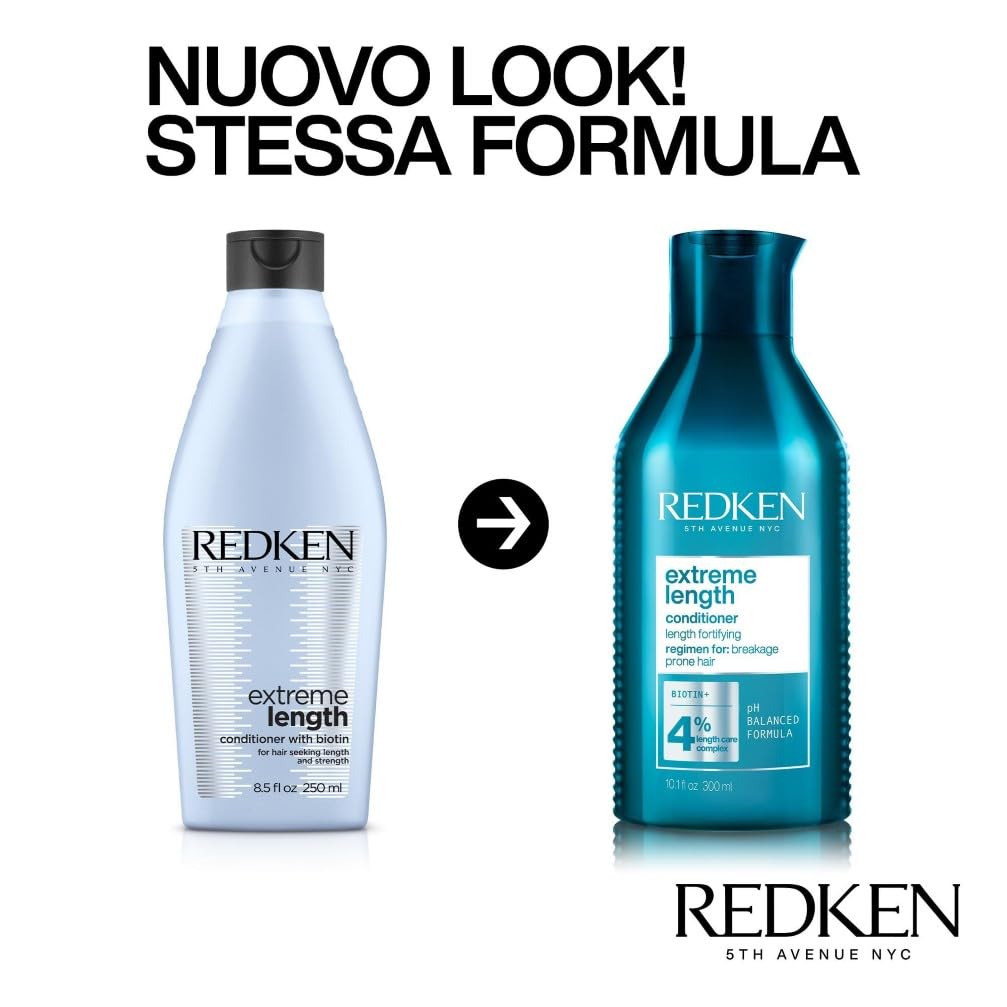 Redken | Balsamo professionale Extreme Length, Fortificante per capelli danneggiati, 300 ml