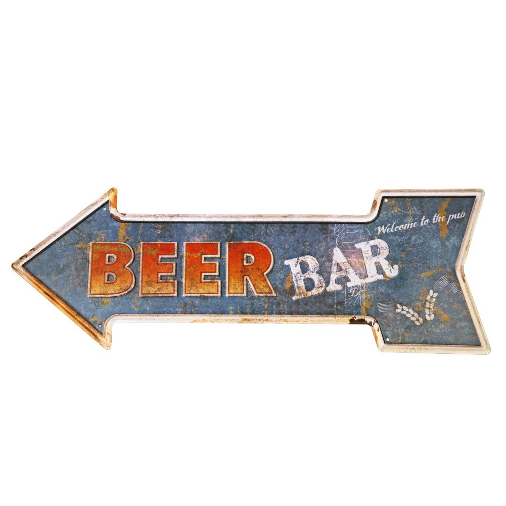 NEW DECO Metal Tin Signs with Rustic Retro Arrow Decorative Sings for Cafe Pub Size 17.9Inchesx6.3Inches (17.9x6.3in, S-Arrow)