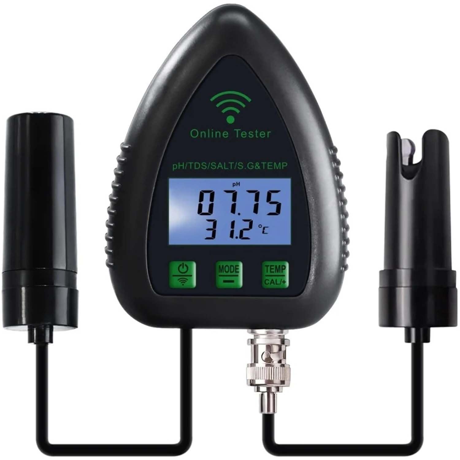 Misuratore della qualità dell'acqua del pH, tester 5 in 1 con monitoraggio APP per pH, TDS, sale, S.G e temperatura, ideale per acquari, laghetti di pesce e piscine di acqua salata