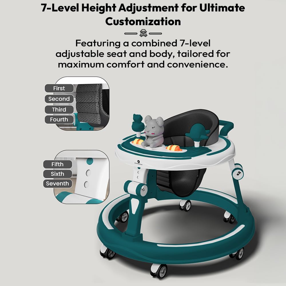 StarAndDaisy Baby Walkers for 6-24 Month Baby Boy Girl /360°Walker for Kids with 7 Level Height Adjustment/Walker for Baby with Switchable Food & Musical Toy Tray. 1