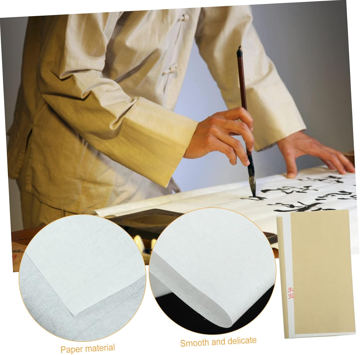 PLAFOPE 100sheets Xuan for Calligraphy Painting Writing Premium Blank Rice for Decoupage More Lightweight Portable