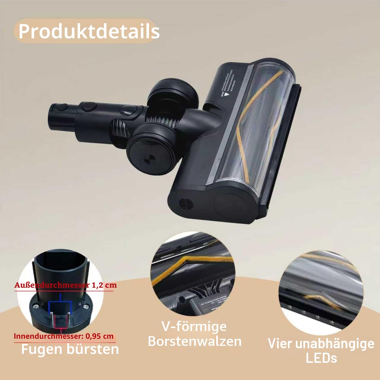 Turbine Bürste für Dreame R20 T20 T30 R30 V12 V12 Pro T20 pro V11SE R10, Elektrische Bürste mit LED Scheinwerfern, Zubehör mit SchnellspannerBürste für Hartboden und Teppiche