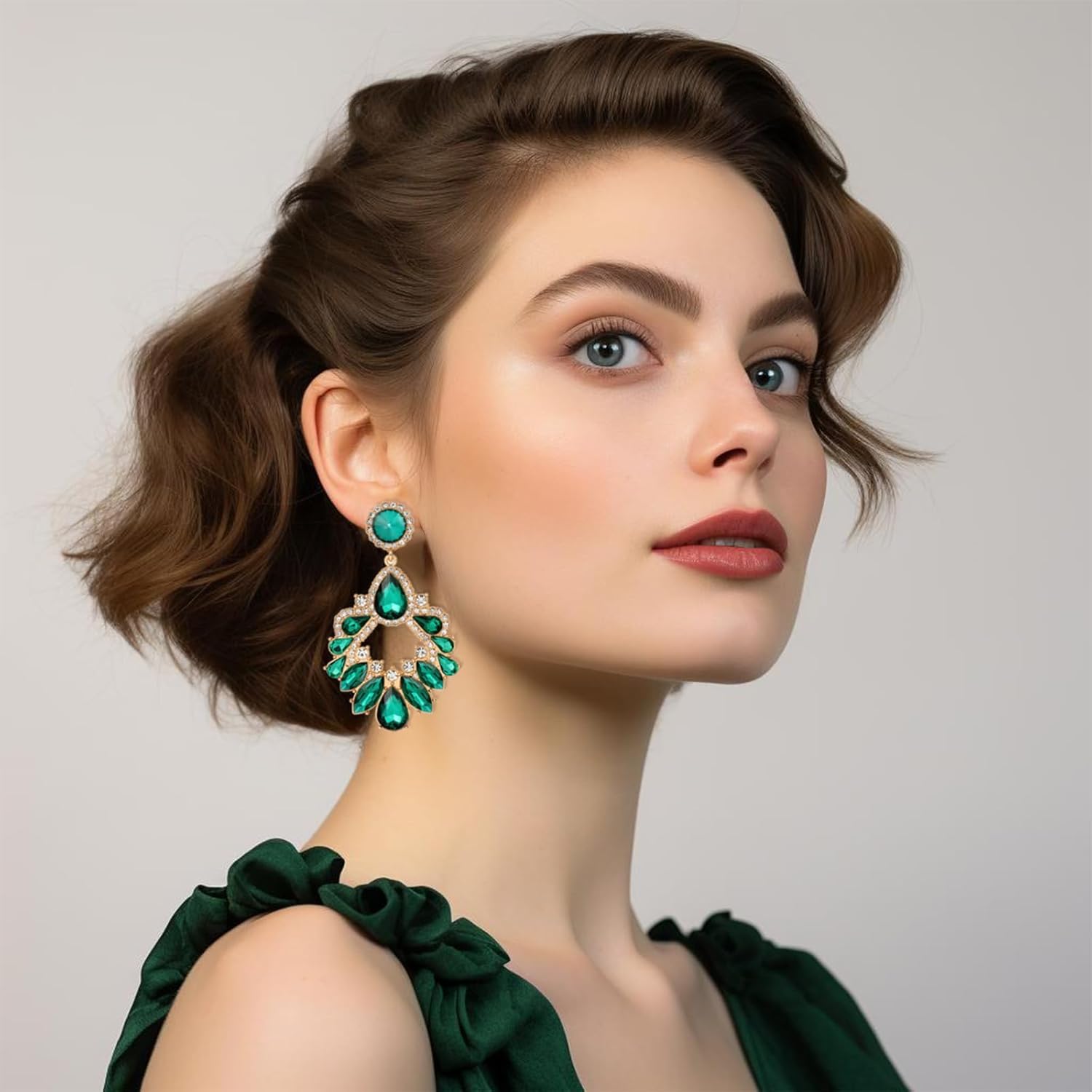 Fashion Rhinestone Statement Drop Dangle Earrings Large Colorful Crystal Chandelier Earrings for Women Bridal Wedding Party Prom - Image 3