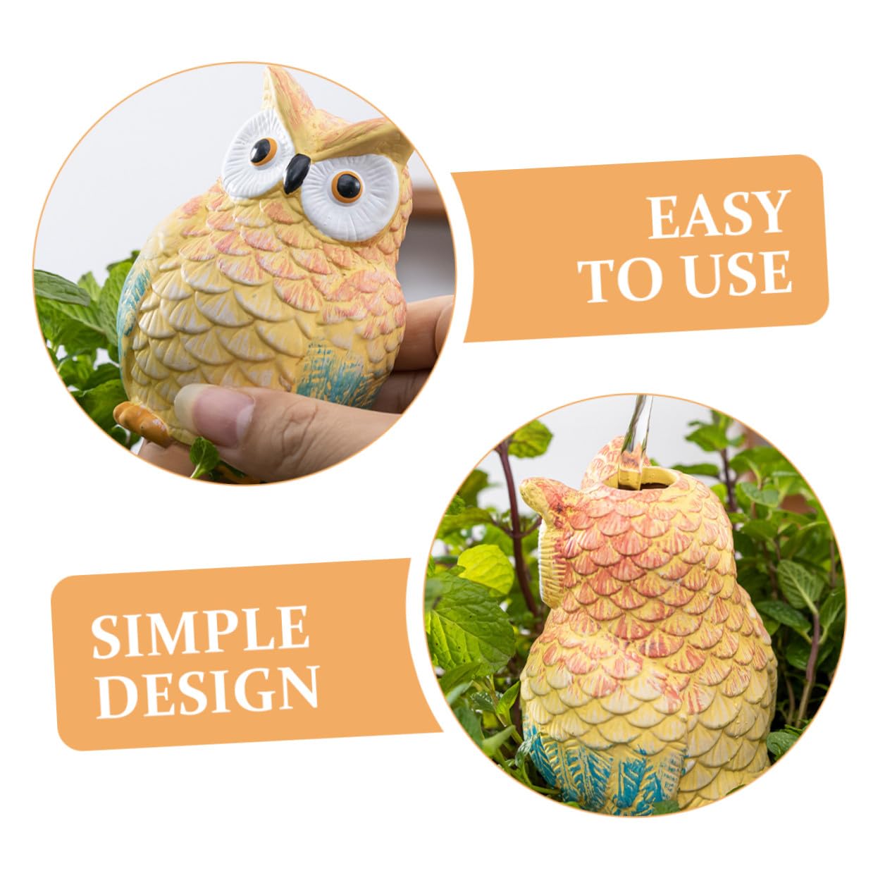 Mikikit 4 pièces Dispositifs Arrosage Automatique Céramique Forme Chouette Outils Irrigation Goutte à Goutte pour Plantes Intérieur de Multicolores